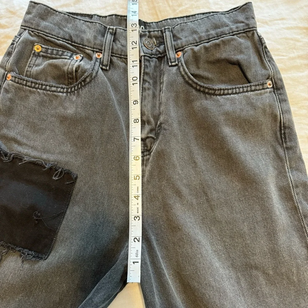 BDG Size 25W 32L Wide Leg Puddle 100% Cotton High Rise Black Patchwork Jeans - Picture 11 of 14